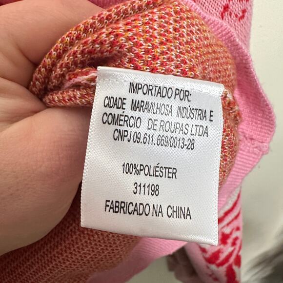 FARM RIO Lobster Crawfish Print Cardigan Sweater Pink Sz L $330 {EE3} - Picture 9 of 9